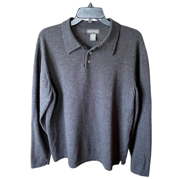 Banana Republic Other - Banana Republic mens 100% extra fine Italian merino wool collared sweater L gray